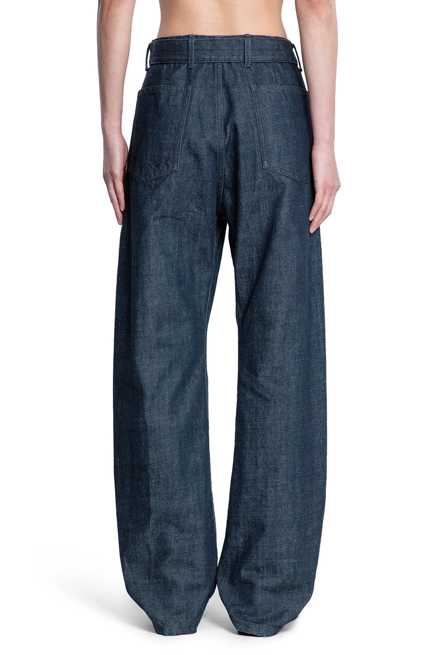 Denim Wide-leg Twisted Belted Pants - Image 4
