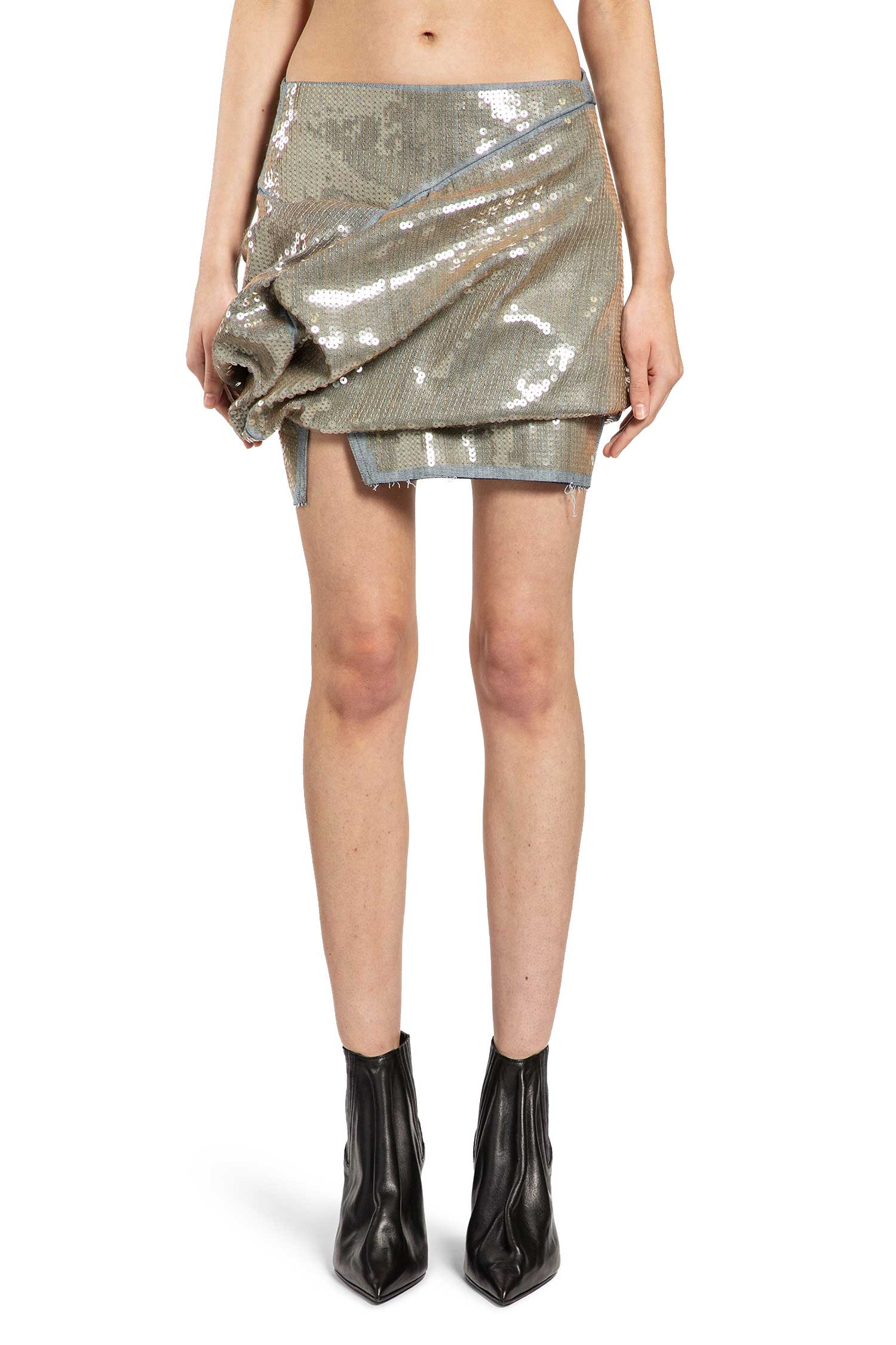 Temple Draped Asymmetrical Mini Skirt - Image 2