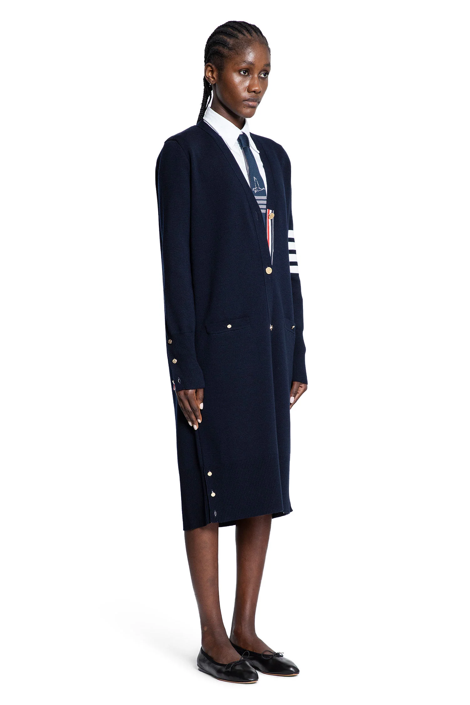 4-Bar Long Cardigan in Merino Wool - Image 3