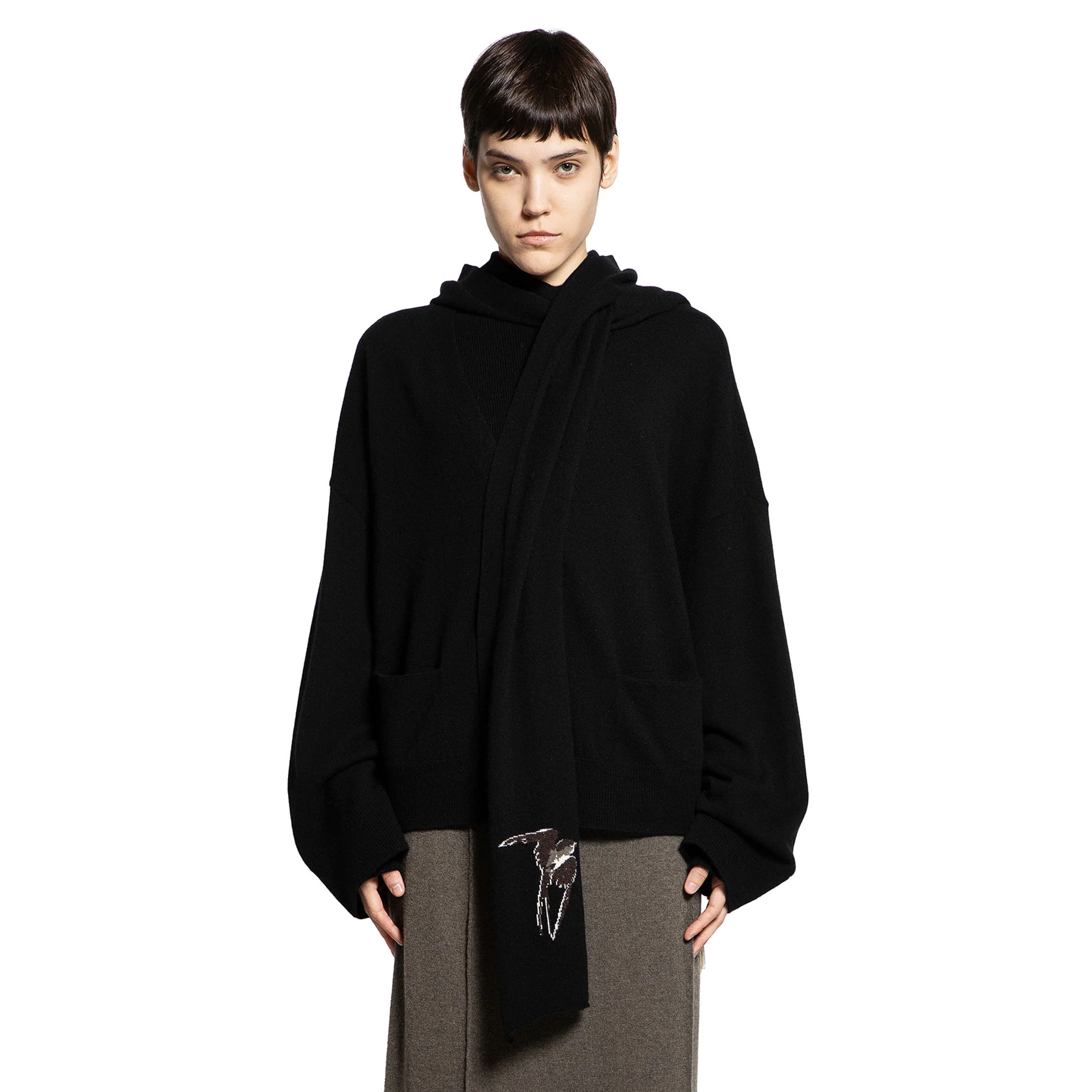 Scarf Cardigan with Hood - Image 6